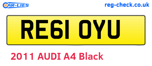 RE61OYU are the vehicle registration plates.