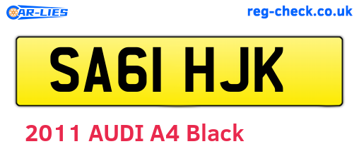 SA61HJK are the vehicle registration plates.