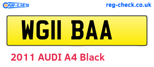 WG11BAA are the vehicle registration plates.