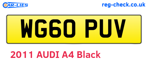 WG60PUV are the vehicle registration plates.