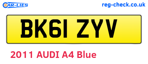 BK61ZYV are the vehicle registration plates.