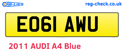 EO61AWU are the vehicle registration plates.