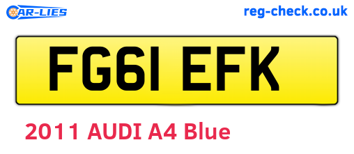 FG61EFK are the vehicle registration plates.