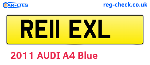 RE11EXL are the vehicle registration plates.