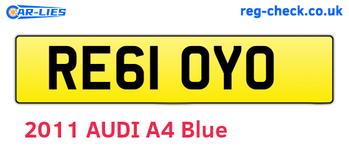 RE61OYO are the vehicle registration plates.