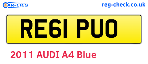 RE61PUO are the vehicle registration plates.