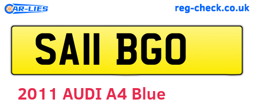 SA11BGO are the vehicle registration plates.