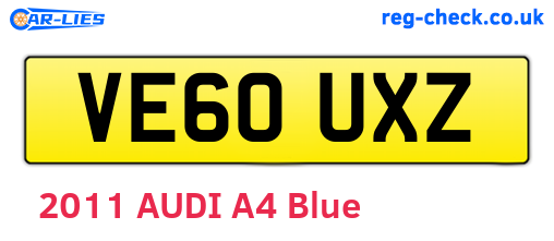 VE60UXZ are the vehicle registration plates.