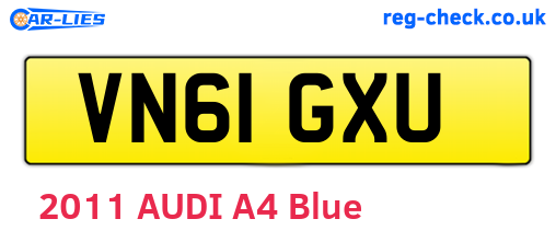 VN61GXU are the vehicle registration plates.