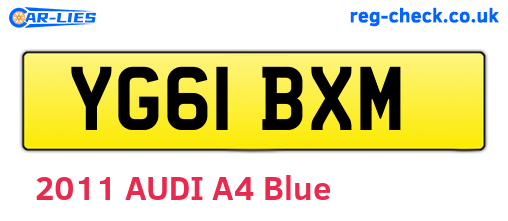 YG61BXM are the vehicle registration plates.