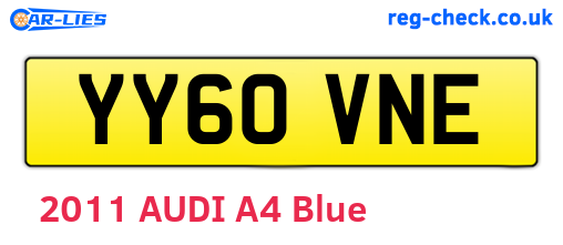 YY60VNE are the vehicle registration plates.