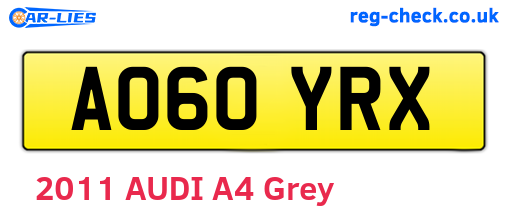 AO60YRX are the vehicle registration plates.