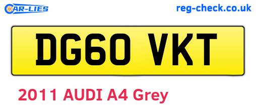 DG60VKT are the vehicle registration plates.