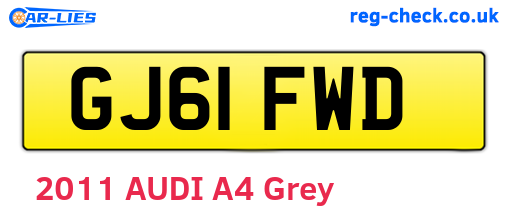 GJ61FWD are the vehicle registration plates.