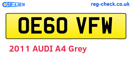 OE60VFW are the vehicle registration plates.
