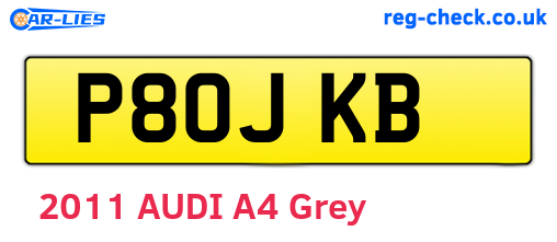 P80JKB are the vehicle registration plates.