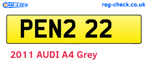 PEN222 are the vehicle registration plates.