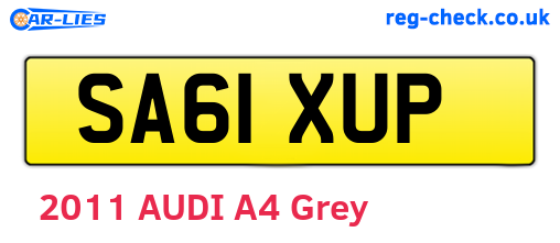 SA61XUP are the vehicle registration plates.