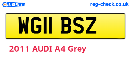 WG11BSZ are the vehicle registration plates.