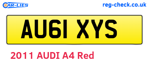 AU61XYS are the vehicle registration plates.