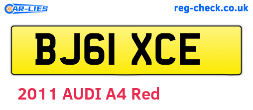 BJ61XCE are the vehicle registration plates.