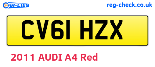 CV61HZX are the vehicle registration plates.