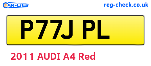 P77JPL are the vehicle registration plates.