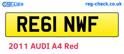 RE61NWF are the vehicle registration plates.