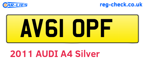AV61OPF are the vehicle registration plates.