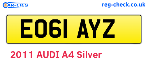 EO61AYZ are the vehicle registration plates.