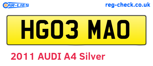 HG03MAO are the vehicle registration plates.