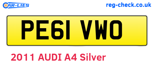 PE61VWO are the vehicle registration plates.