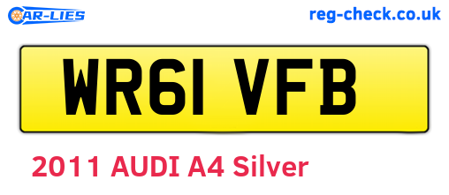 WR61VFB are the vehicle registration plates.