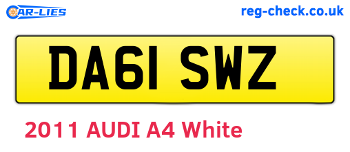 DA61SWZ are the vehicle registration plates.
