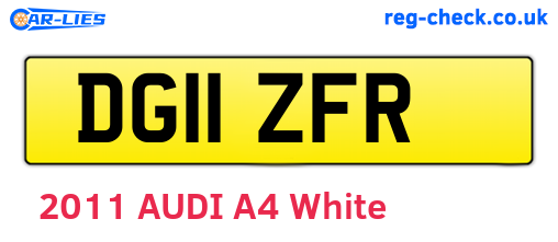DG11ZFR are the vehicle registration plates.