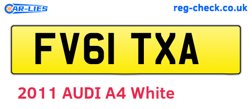 FV61TXA are the vehicle registration plates.