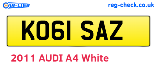 KO61SAZ are the vehicle registration plates.