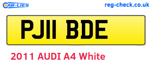 PJ11BDE are the vehicle registration plates.