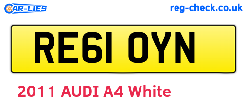 RE61OYN are the vehicle registration plates.