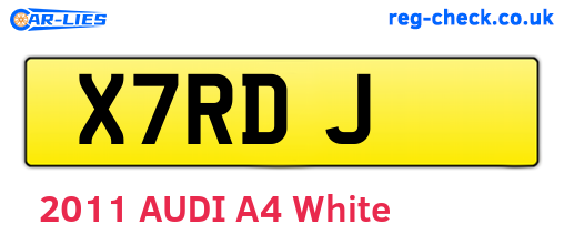 X7RDJ are the vehicle registration plates.