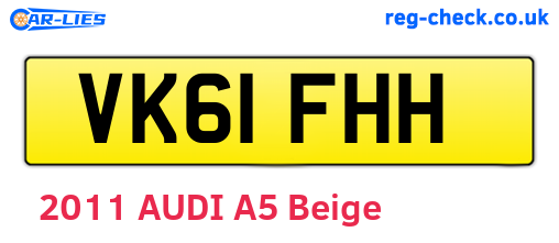 VK61FHH are the vehicle registration plates.