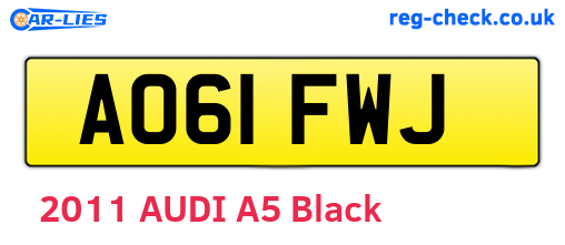 AO61FWJ are the vehicle registration plates.