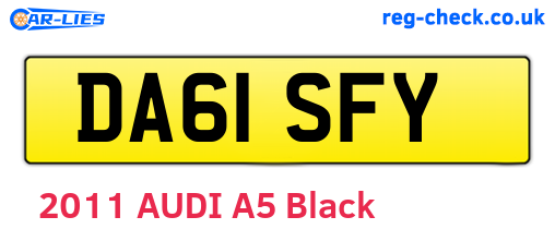 DA61SFY are the vehicle registration plates.
