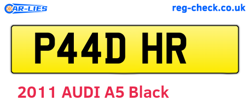 P44DHR are the vehicle registration plates.