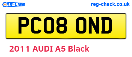PC08OND are the vehicle registration plates.