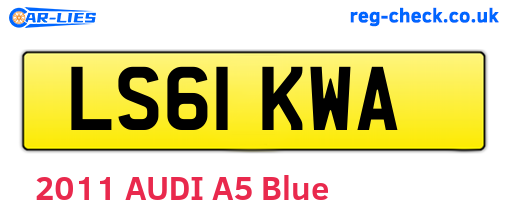LS61KWA are the vehicle registration plates.
