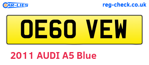 OE60VEW are the vehicle registration plates.