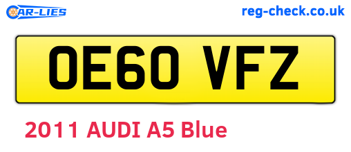 OE60VFZ are the vehicle registration plates.