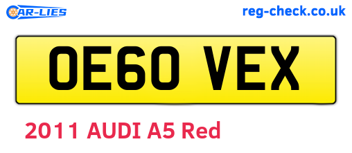 OE60VEX are the vehicle registration plates.