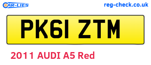 PK61ZTM are the vehicle registration plates.